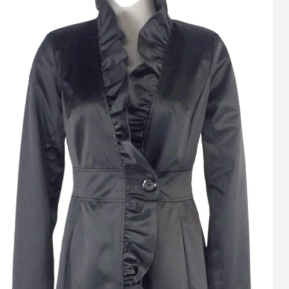 White House Black Market Ruffle Coat Size 2